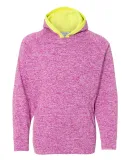 J America 8610 Youth Cosmic Fleece Hooded Pullover Magenta/ Neon Yellow