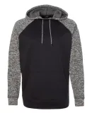 J America 8612 Colorblock Cosmic Fleece Hooded Pul Black/ Charcoal Fleck