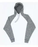 J America 8612 Colorblock Cosmic Fleece Hooded Pul White/ Charcoal Fleck