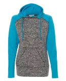 J America 8618 Women's  Colorblock Cosmic Fleece H Charcoal Fleck/ Electric Blue