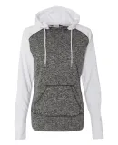 J America 8618 Women's  Colorblock Cosmic Fleece H Charcoal Fleck/ White