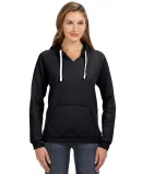 J America 8836 Women's Sueded V-Neck Hooded Sweats in Black