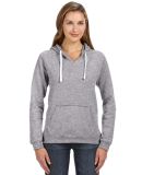 J America 8836 Women's Sueded V-Neck Hooded Sweats in Oxford