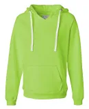 J America 8836 Women's Sueded V-Neck Hooded Sweats in Neon green