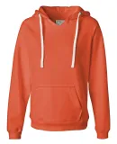 J America 8836 Women's Sueded V-Neck Hooded Sweats in Neon orange