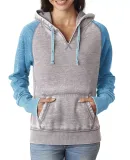 J America 8926 Women's Zen Fleece Raglan Hooded Sw Cement/ Oceanberry