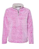 J America 8451 Women's Epic Sherpa Quarter-Zip Magenta Heather