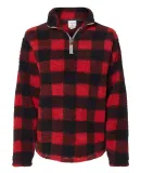 J America 8451 Women's Epic Sherpa Quarter-Zip Red/ Black Buffalo