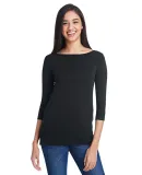 Anvil 2455L Women's Stretch Three-Quarter Sleeve T in Black