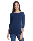 Anvil 2455L Women's Stretch Three-Quarter Sleeve T in Navy