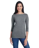 Anvil 2455L Women's Stretch Three-Quarter Sleeve T in Heather graphite