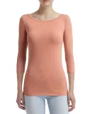 Anvil 2455L Women's Stretch Three-Quarter Sleeve T in Terracotta