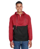 Harriton M750 Adult Packable Nylon Jacket RED/ BLACK