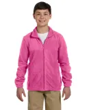 Harriton M990Y Youth 8 oz. Full-Zip Fleece CHARITY PINK