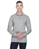 Harriton M265L Men's 5.6 oz. Easy Blend™ Long-Sl GREY HEATHER