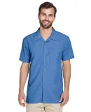 Harriton M560 Men's Barbados Textured Camp Shirt POOL BLUE