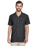Harriton M560 Men's Barbados Textured Camp Shirt BLACK