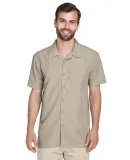 Harriton M560 Men's Barbados Textured Camp Shirt KHAKI