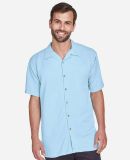 Harriton M570 Men's Bahama Cord Camp Shirt in Cloud blue