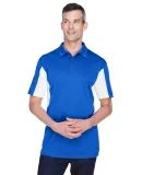 Harriton M355 Men's Side Blocked Micro-Piqué Polo TRUE ROYAL/ WHT