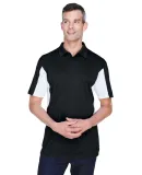 Harriton M355 Men's Side Blocked Micro-Piqué Polo BLACK/ WHITE