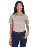 Harriton M500SW Ladies' Easy Blend™ Short-Sleeve STONE
