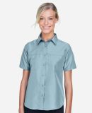 Harriton M580W Ladies' Key West Short-Sleeve Perfo in Cloud blue