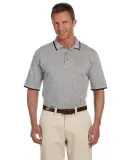 Harriton M210 Adult 6 oz. Short-Sleeve Piqué Polo GREY HTH/ BLACK