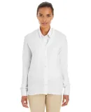 Harriton M425W Ladies' Pilbloc™ V-Neck Button Ca WHITE