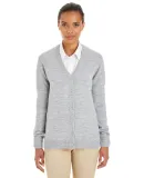 Harriton M425W Ladies' Pilbloc™ V-Neck Button Ca GREY HEATHER