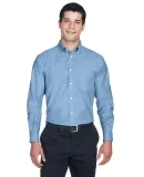 Harriton M600 Men's Long-Sleeve Oxford with Stain- LIGHT BLUE