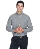 Harriton M600 Men's Long-Sleeve Oxford with Stain- OXFORD GREY