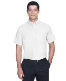 Harriton M600S Men's Short-Sleeve Oxford with Stai WHITE