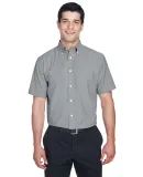 Harriton M600S Men's Short-Sleeve Oxford with Stai OXFORD GREY
