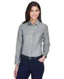 Harriton M600W Ladies' Long-Sleeve Oxford with Sta OXFORD GREY