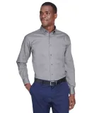 Harriton M500 Men's Easy Blend™ Long-Sleeve Twil DARK GREY