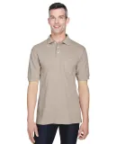 Harriton M265P Men's 5.6 oz. Easy Blend™ Polo wi STONE