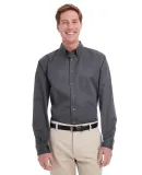 Harriton M581 Men's Foundation 100% Cotton Long-Sl DARK CHARCOAL