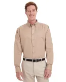 Harriton M581 Men's Foundation 100% Cotton Long-Sl KHAKI