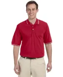 Harriton M270 Men's 5.6 oz. Tipped Easy Blend™ P RED/ WHITE