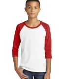 Gildan 5700B Heavy Cotton Youth Raglan Tee in White/ red