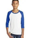 Gildan 5700B Heavy Cotton Youth Raglan Tee in White/ royal