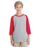 Gildan 5700B Heavy Cotton Youth Raglan Tee in Sport grey/ red