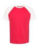 Next Level Apparel 3650 Unisex Raglan Short Sleeve in Natural/ red