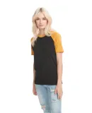 Next Level Apparel 3650 Unisex Raglan Short Sleeve in Antque gold/ blk