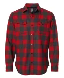 Burnside 8219 Snap Front Long Sleeve Plaid Flannel Red/ Heather Black