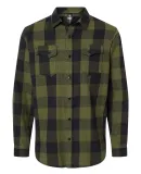 Burnside 8219 Snap Front Long Sleeve Plaid Flannel Army/ Black