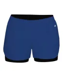 Badger Sportswear 6150 Women's Double Up Shorts Royal/ Black