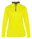 Badger Sportswear 4103 B-Core Women's Quarter-Zip in Safety yellow green/ graphite