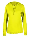 Badger Sportswear 4165 B-Core L/S Women's Hood Tee in Safety yellow